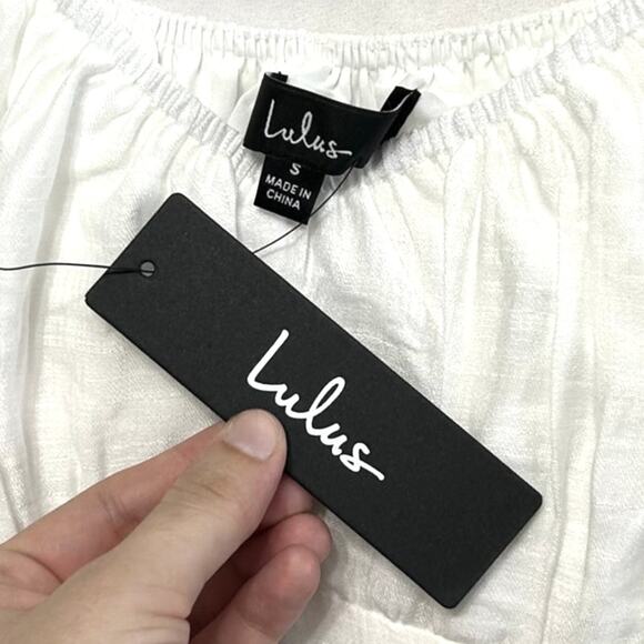 Lulus Simple Sweetheart Eyelet Balloon Sleeve Mini Dress NWT Women's Sz S White - Picture 3 of 6